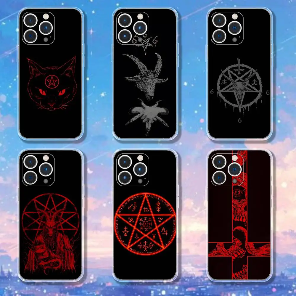 

Pentagram 666 Demonic Satanic Phone Case For iPhone 17,16,15,14,13,12,11 Pro,Max,Plus,X,XS,XR,SE4,E Mini Transparent Soft Cover