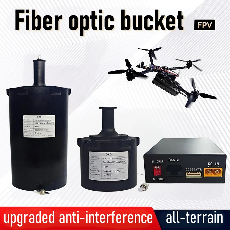 Sistema de relé de vídeo de fibra óptica fpv, 3km, anti-interferência, latência zero, imagem com fio, módulo de transmissão de dados para drones rc