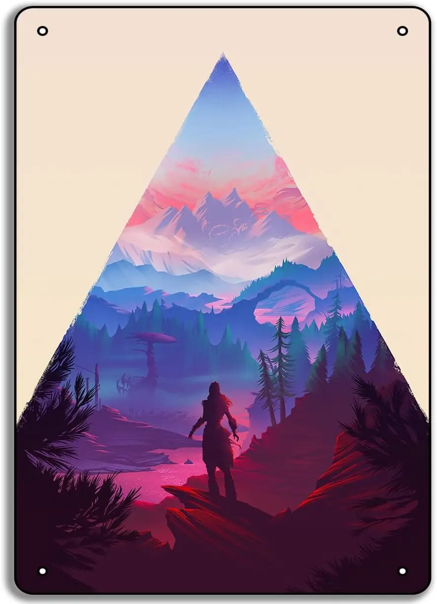 Horizon Zero Dawn Art Print, Aloy Game Poster Landscape  Metal Tin Sign for Man Cave Wall Decor Home Bars Clubs Cafes-al