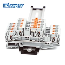 5Pcs PTTB 4-MT Double Level Knife Disconnect Terminal Block Rail Mounting Switch Electrical Connector Push-in PT 4mm PTTB4-MT
