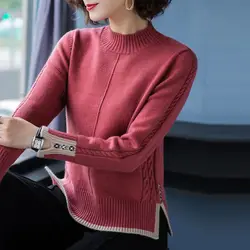 Elegante colletto alla coreana bottone lavorato a maglia impiombato maglione coreano abbigliamento donna 2022 autunno nuovi pullover Casual top da pendolare sciolti