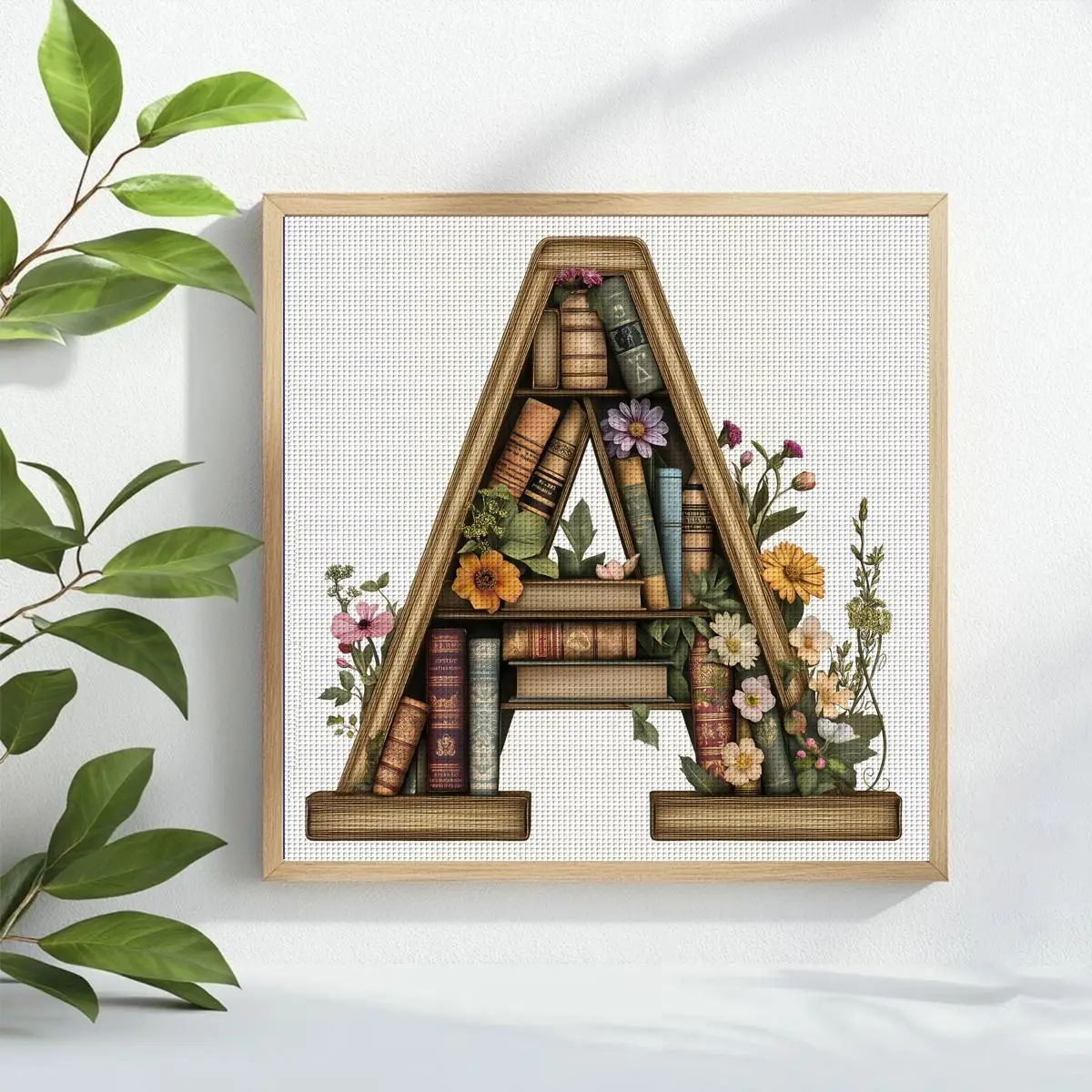 1 Stück 40X40CM/15,74 Zoll Buchstabe-A Gestempeltes Kreuzstich-Set DIY-Kit 11CT/14CT DIY-Stickset DIY-Kreuzstich-Set Neu eingetroffen – Detail 1