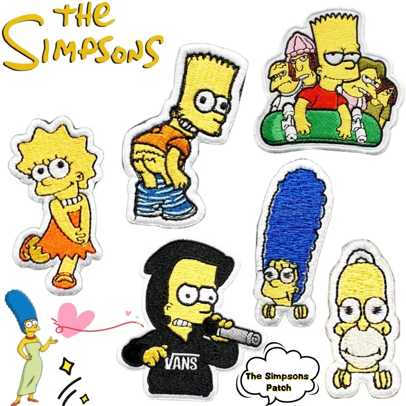 

Наклейки-аппликации с изображением Симпсонов: Гомер, Мардж, Барт, Лиза, Мэгги. Высококачественные мультяшные принты для одежды и сумок, самоклеящиеся.