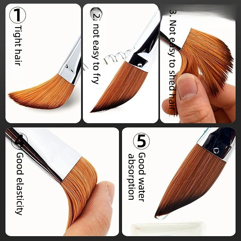Juego de 4 pinceles de punta inclinada con mango corto para trazo, pincel de nailon para gouache y acuarela, pincel especial para pintura acrílica y al óleo.