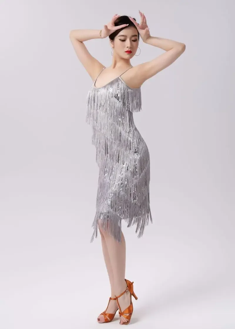 Halloween New Latin Spring Sequin Tassel Dress Dance Dress Party