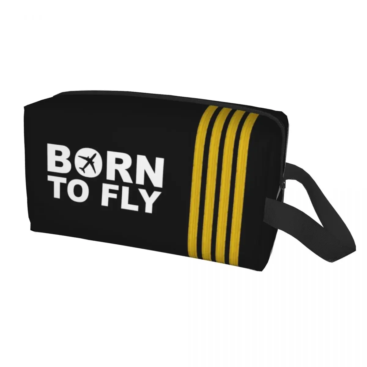 

Born To Fly Captain Stripes Flight Pilot Toiletry Bag Aviation Aviator Airplane Makeup Cosmetic Ladies Storage Dopp Kit Case