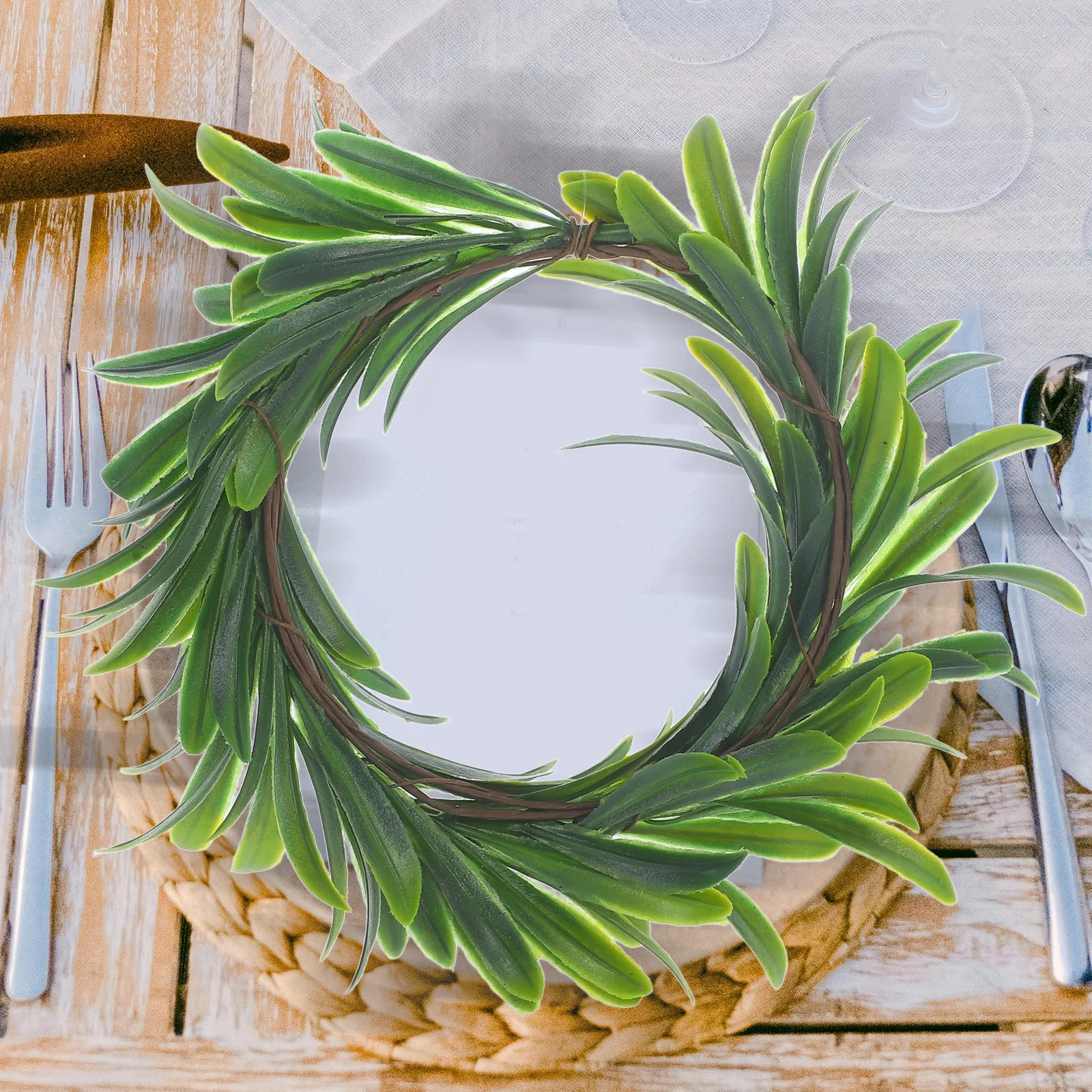 

Candlestick Garland Eucalyptus Wreath Small Artificial Leaves Wreaths Leaf Rings Faux Green