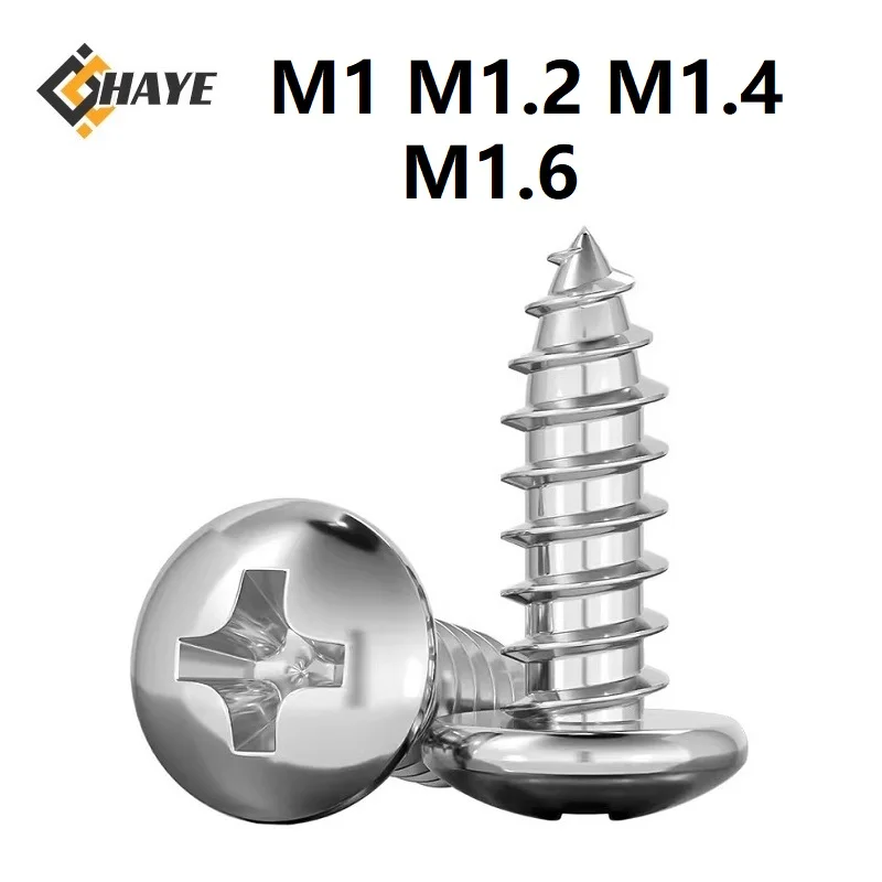 304 Stainless Steel M1 M1.2 M1.4 M1.6 Cross Recessed Pan Head Self Tapping Screws 3 4 5 6 8 10 16mm Length