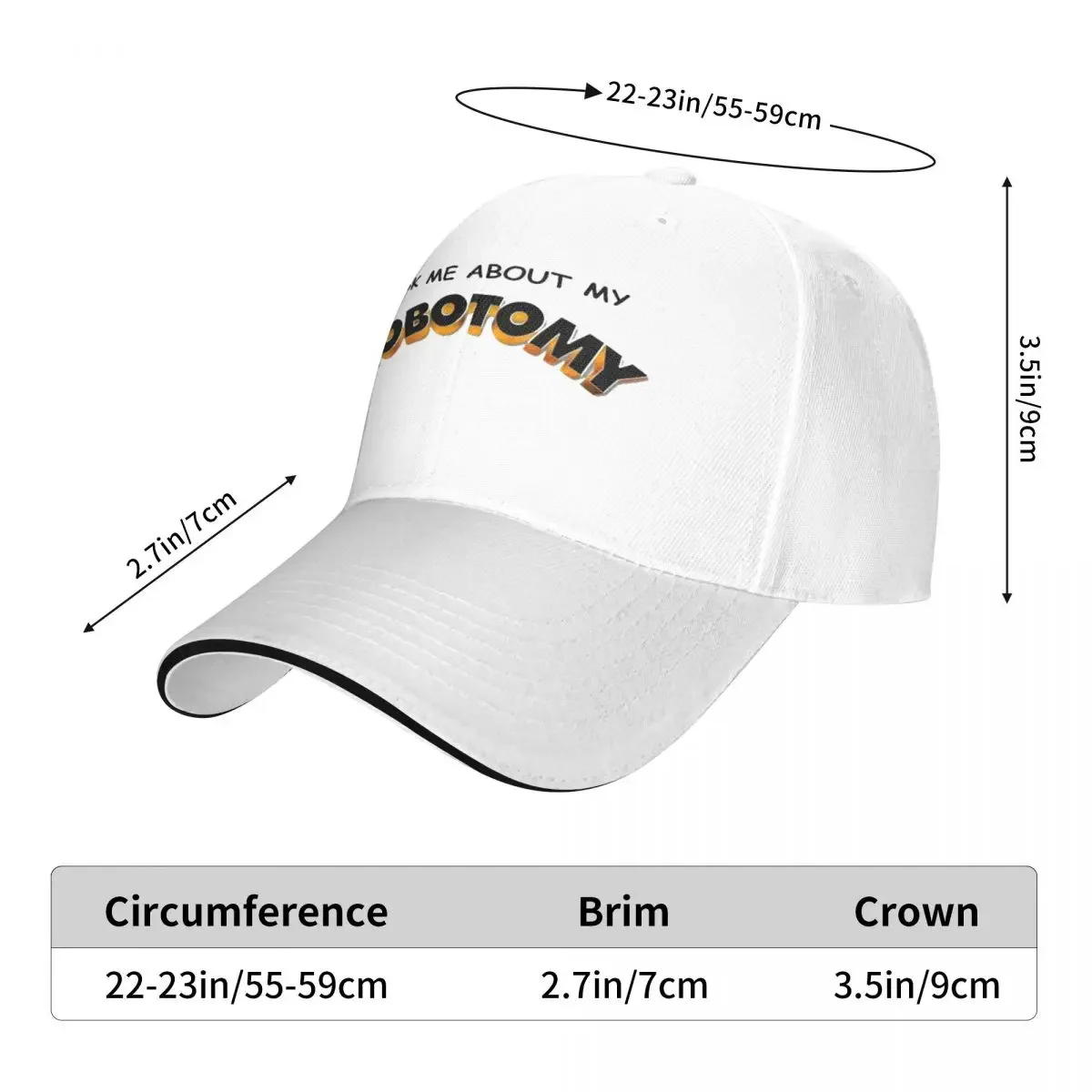 Ask Me About My Lobotomy Cap Casual Baseball Caps Adjustable Hat Hip Hop Summer Unisex Baseball Hats Customizable Polychromatic