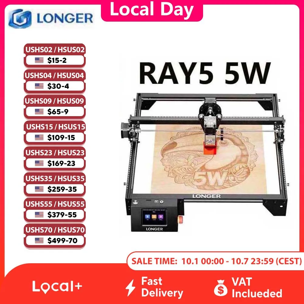 LONGER RAY5 5W Laser Engraver 3.5'' Touch Screen Offline Carving Ultrafine Focused Laser 32-Bit Chipset Upgradable Laser Module