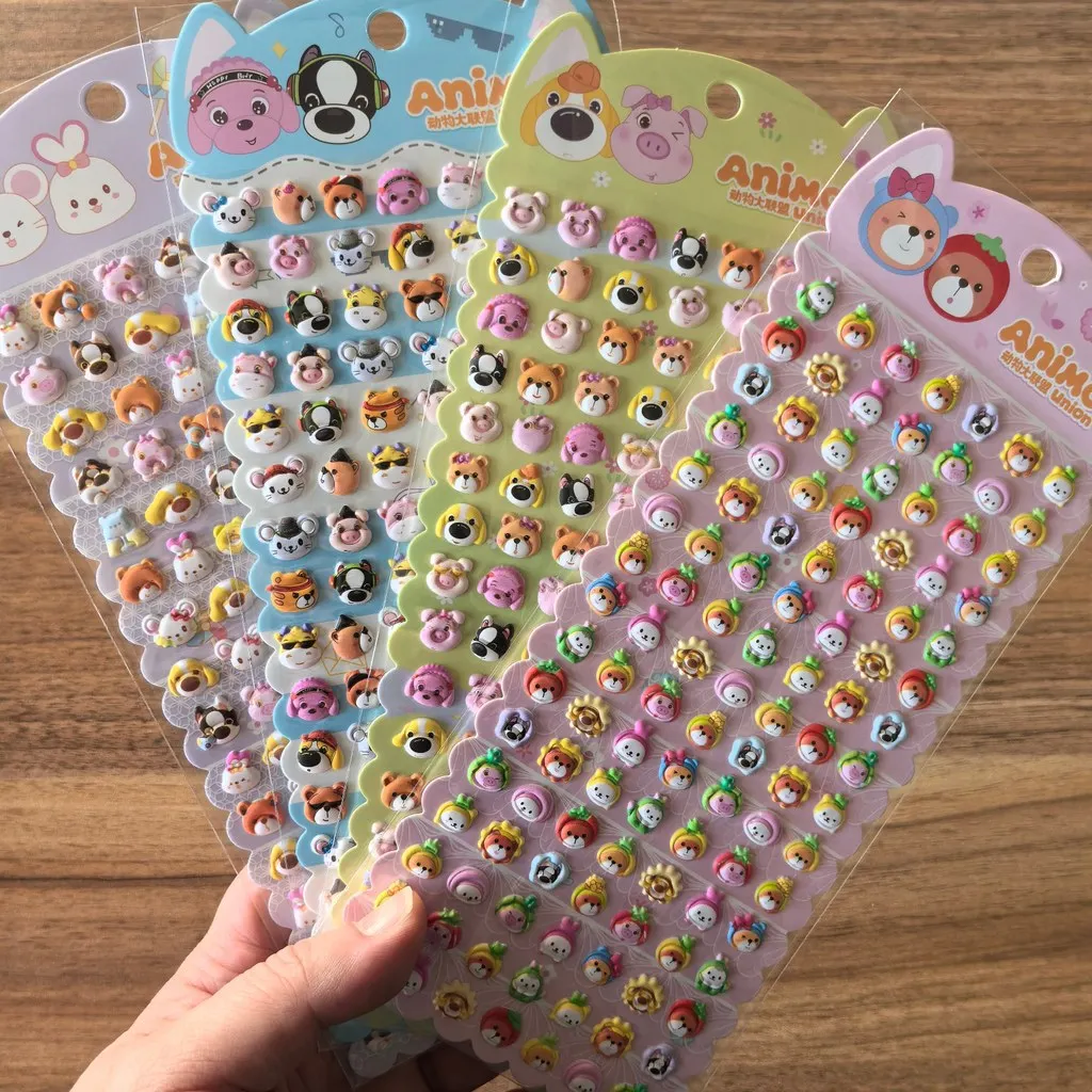 

4 листа мини-наклеек с изображением животных-милые крошечные наклейки с головой домашних животных для поделок своими руками, журналов и скрапбукинга AnimeWorlds Store