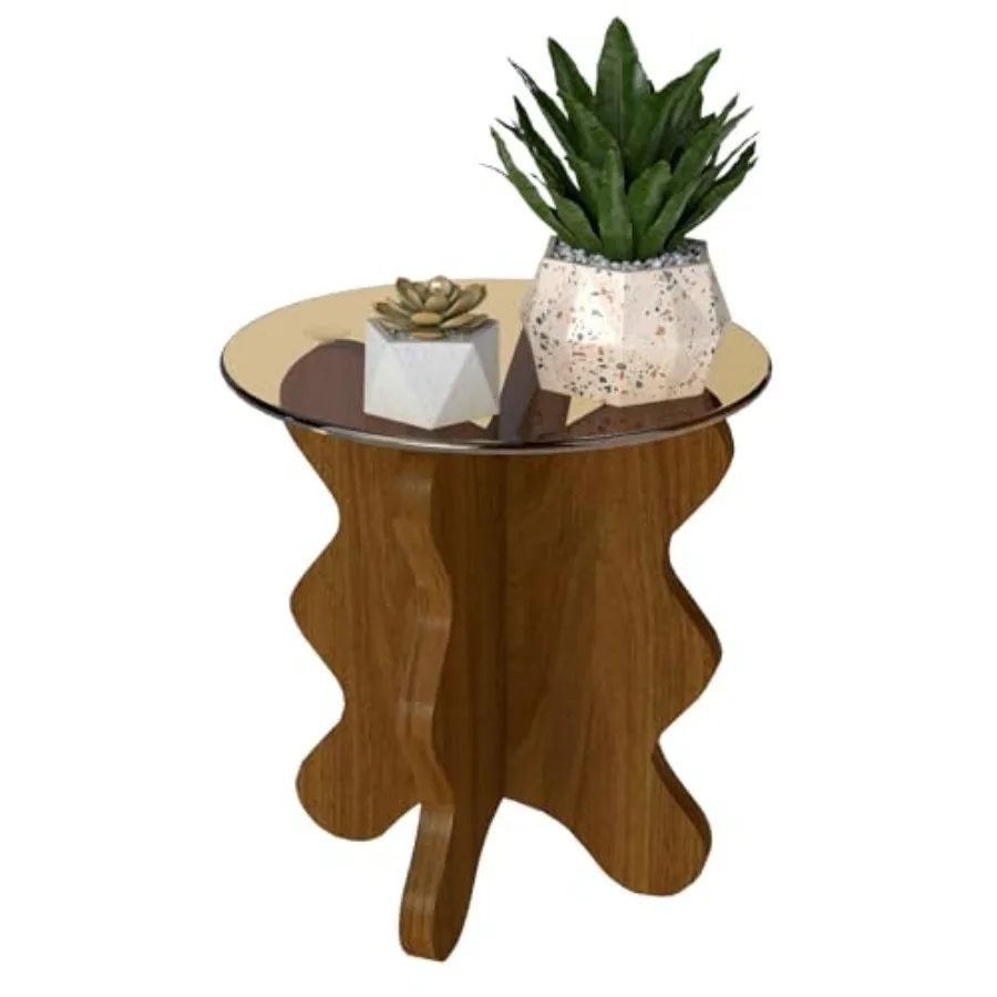 

Tool-Free Glass Side Table Modern Round End Table for Living Room and Balcony