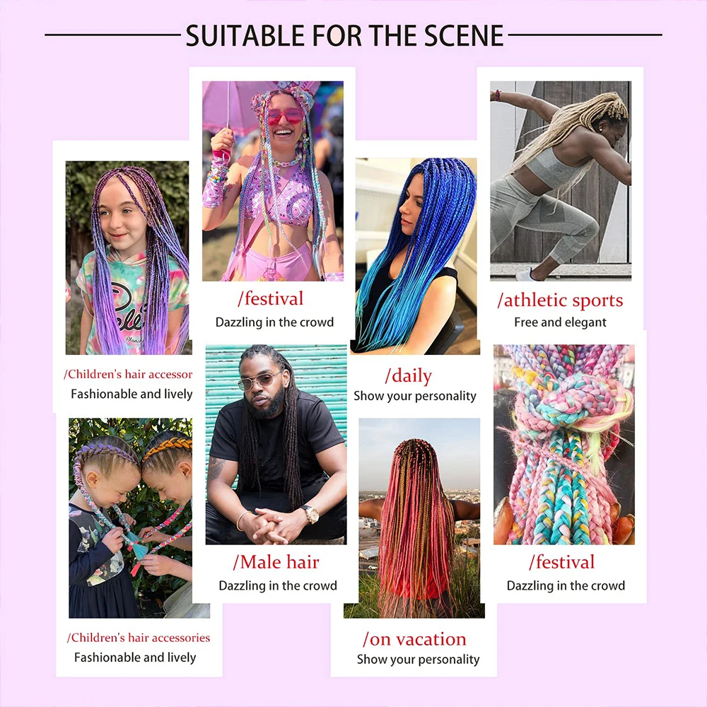 Braiding Hair Hair for Braiding 24 Inch 1/3PCS High Temperature Fiber Synthetic Jumbo Braiding Hair Extensions