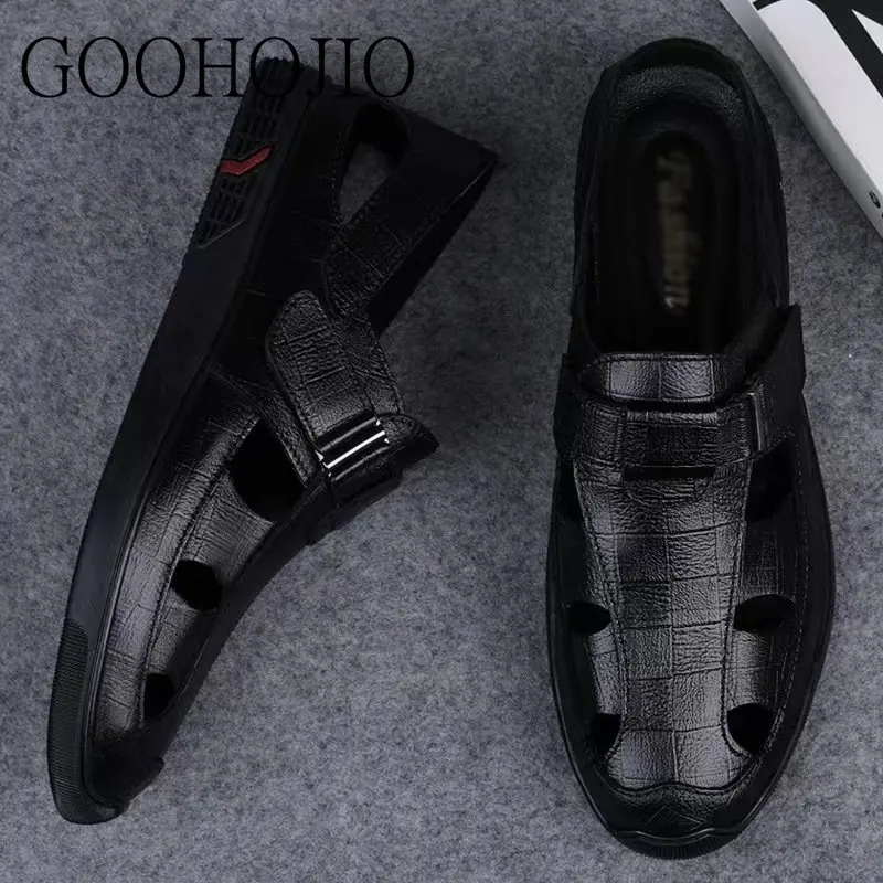 Summer Men Sandals Cozy Hollow Non-slip Soft Cool Lighted Breathable All-match Classic Wearable Fashion Casual Leather Sandals