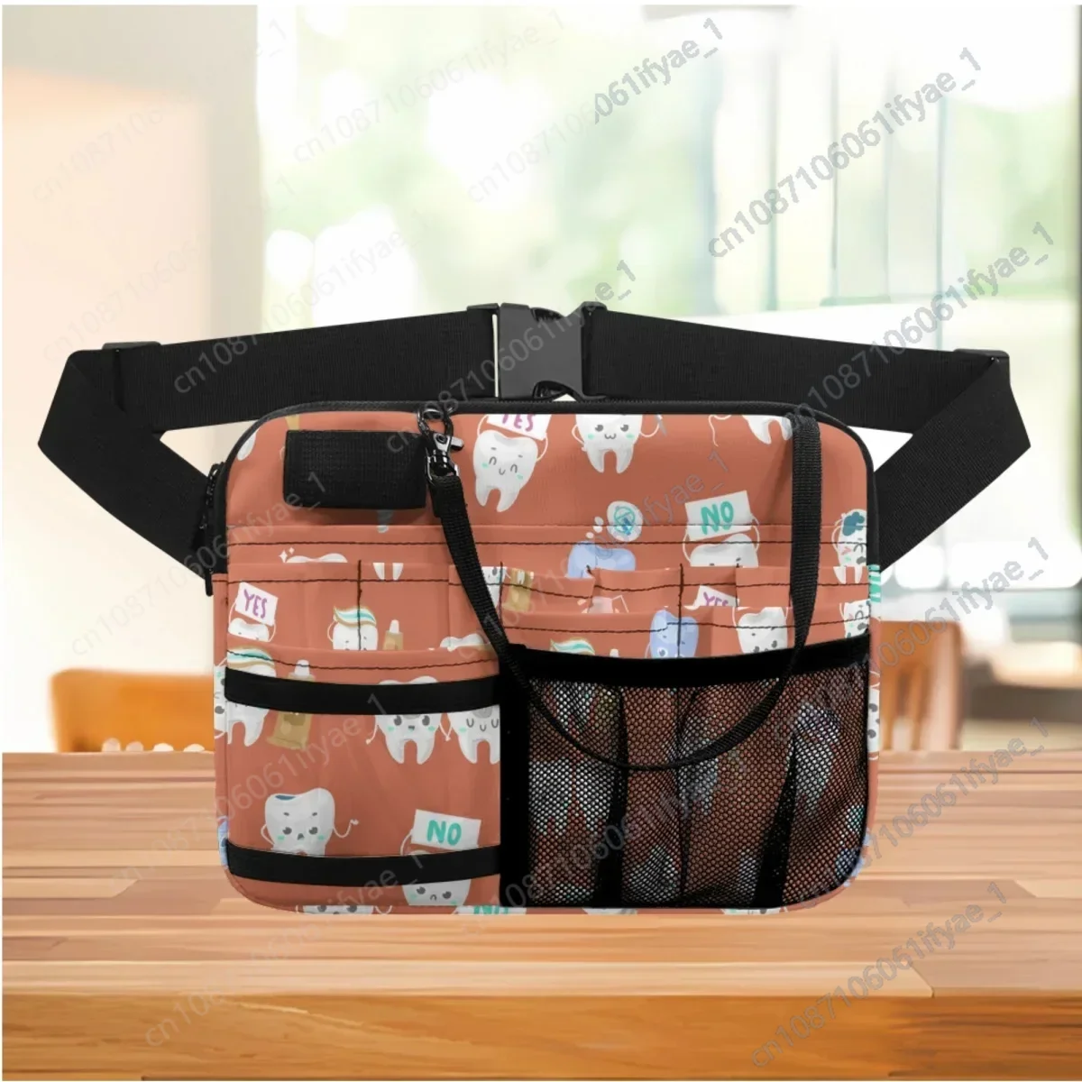 

Kawaii Cartoon Teeth Design Medical Bag Casual Multi Pockets Fashion Ladies Waist Bag Nurse Fanny Pack Female Organizer Pouch