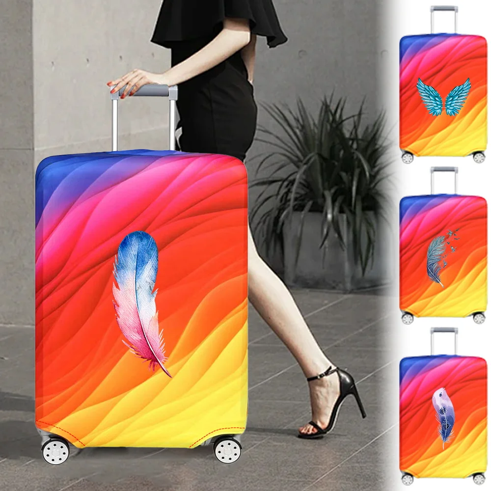 

Luggage Protective Case Cover Fashion 18-32inch Trolley Box Suitable Reusable Dust Cover Feather Series Stretch Fabric Cover
