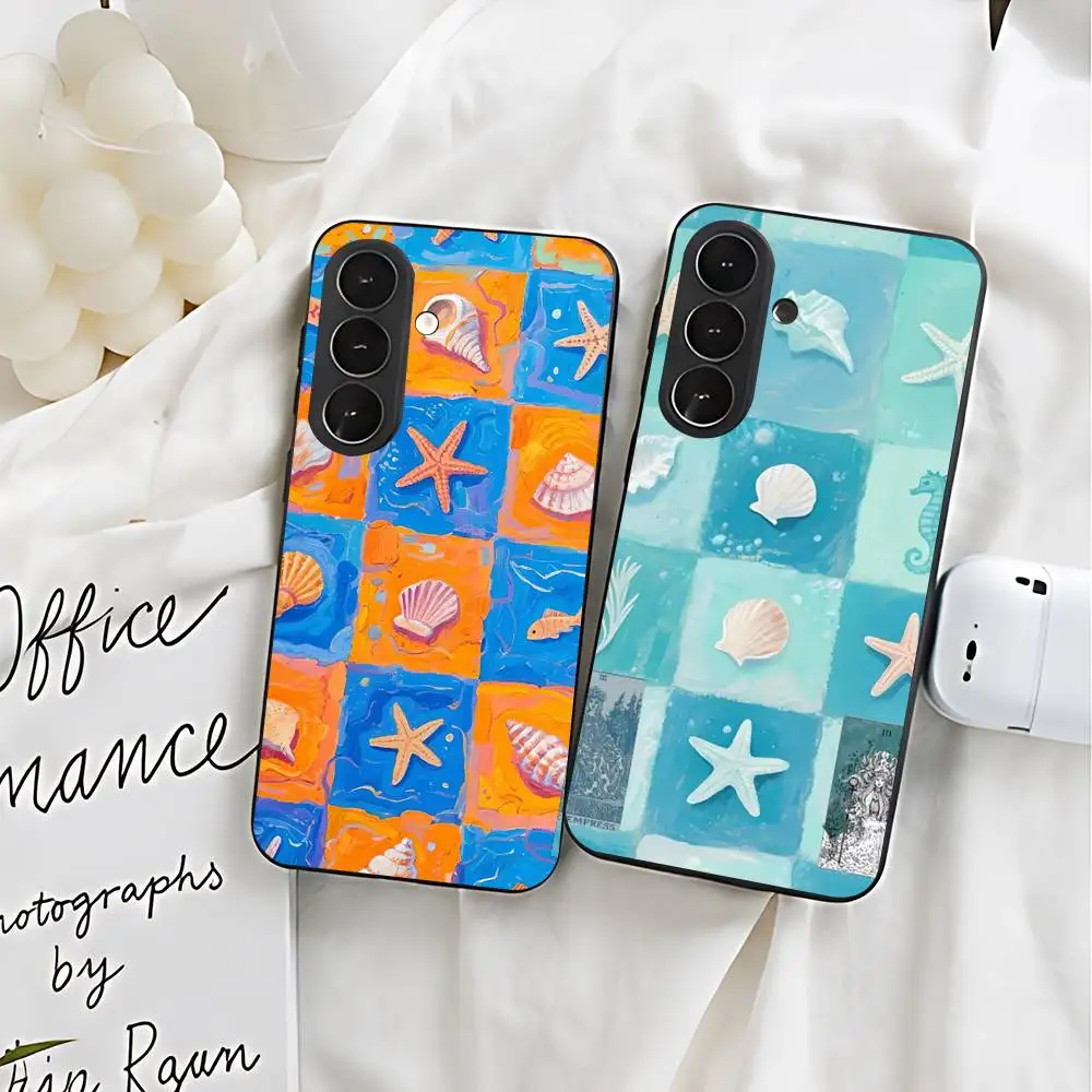 Blue & Red Check Liquid Silicone Phone Case For Samsung Galaxy S21 S22 S23 S24ULTRA S25ULTRA FE Ultra Plus5G A52S S26 Cover