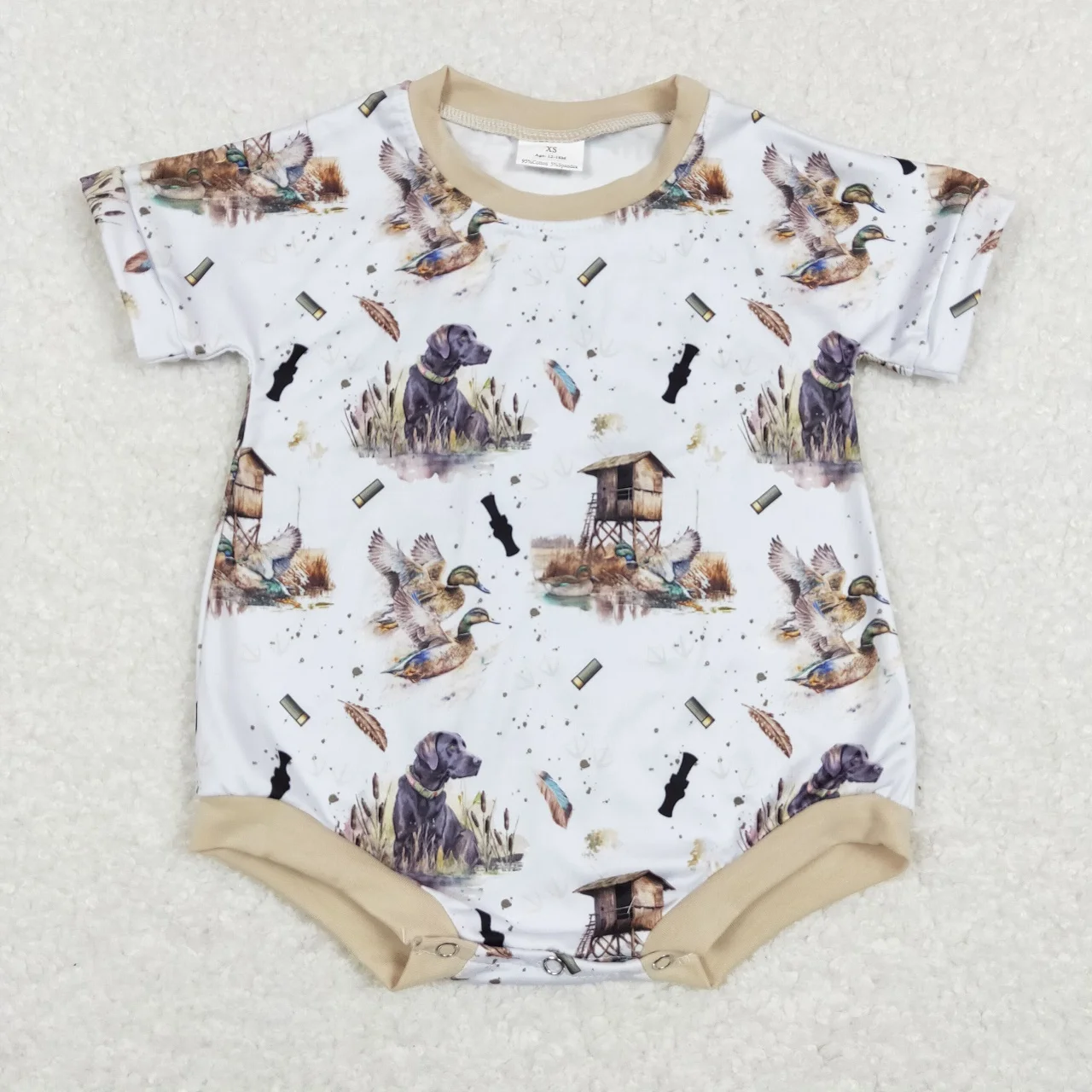 Wholesale Newborn Ducks Dogs Coverall Bodysuit Baby Boy Toddler Short Sleeves Romper Kids Summer Bubble One-piece Jumpsuit