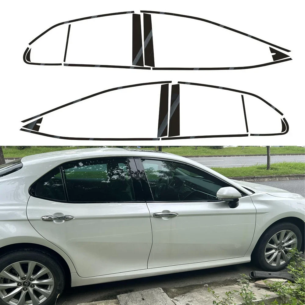 Dla Toyota Camry XV70 2017-2023 Sedan Window Chrome Usuń Blackout ABC Słupki Błyszczące Czarne Naklejki