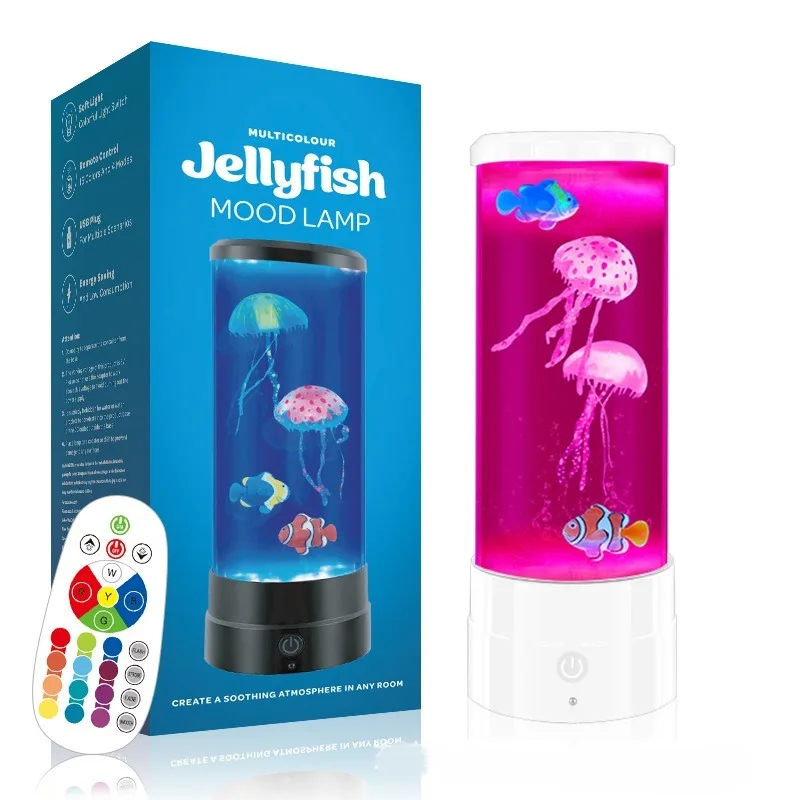 

11.4in Aquarium Jellyfish Lamp 16LEDs Color Change Remote Control Ultimate Sensory Fake Aquarium for Deco,Stress&Anxiety Relief