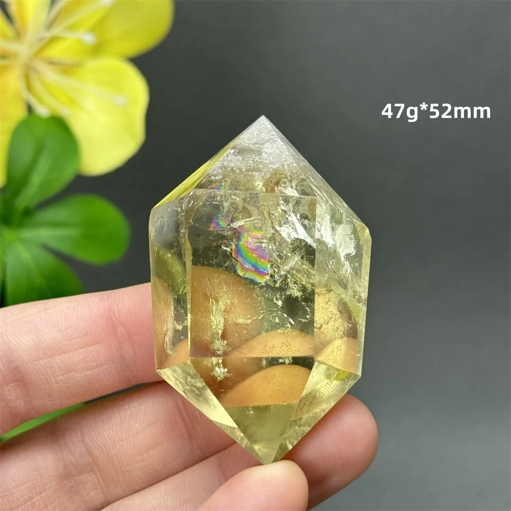 Citrino Natural de alta calidad, barra de energía de doble punta, curación, Aura, cristal Mineral, riqueza, decoración del jardín del hogar, regalo