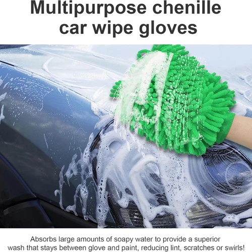 Imagen 2 del producto 1-10 Uds guantes de lavado de coches, guantes de lavado de coches de chenilla de doble cara gruesos de fibra ultrafina, esponja, herramienta de limpieza sin arañazos