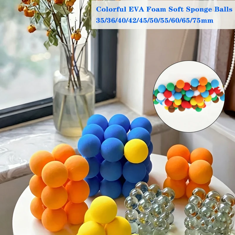 10Pcs Diameter 35/36/40/42/45/50/55/60/65/75mm Colorful EVA Foam Soft Sponge Ball for DIY Handmade Golf Practice Pet Toy