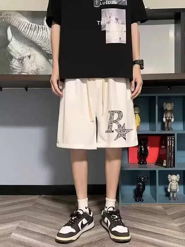 

Мужские шорты из ледяного шелка: летние, быстросохнущие, свободные баскетбольные брюки, повседневная спортивная одежда, модные молодежные шорты длиной до колена