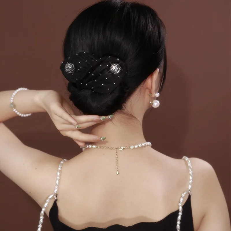 

50Pcs/Lot Lazyman Hairdryer Yarn Bow Bun Magic Twister Clip Headband Back Head Donut Maker Accessories HA2593