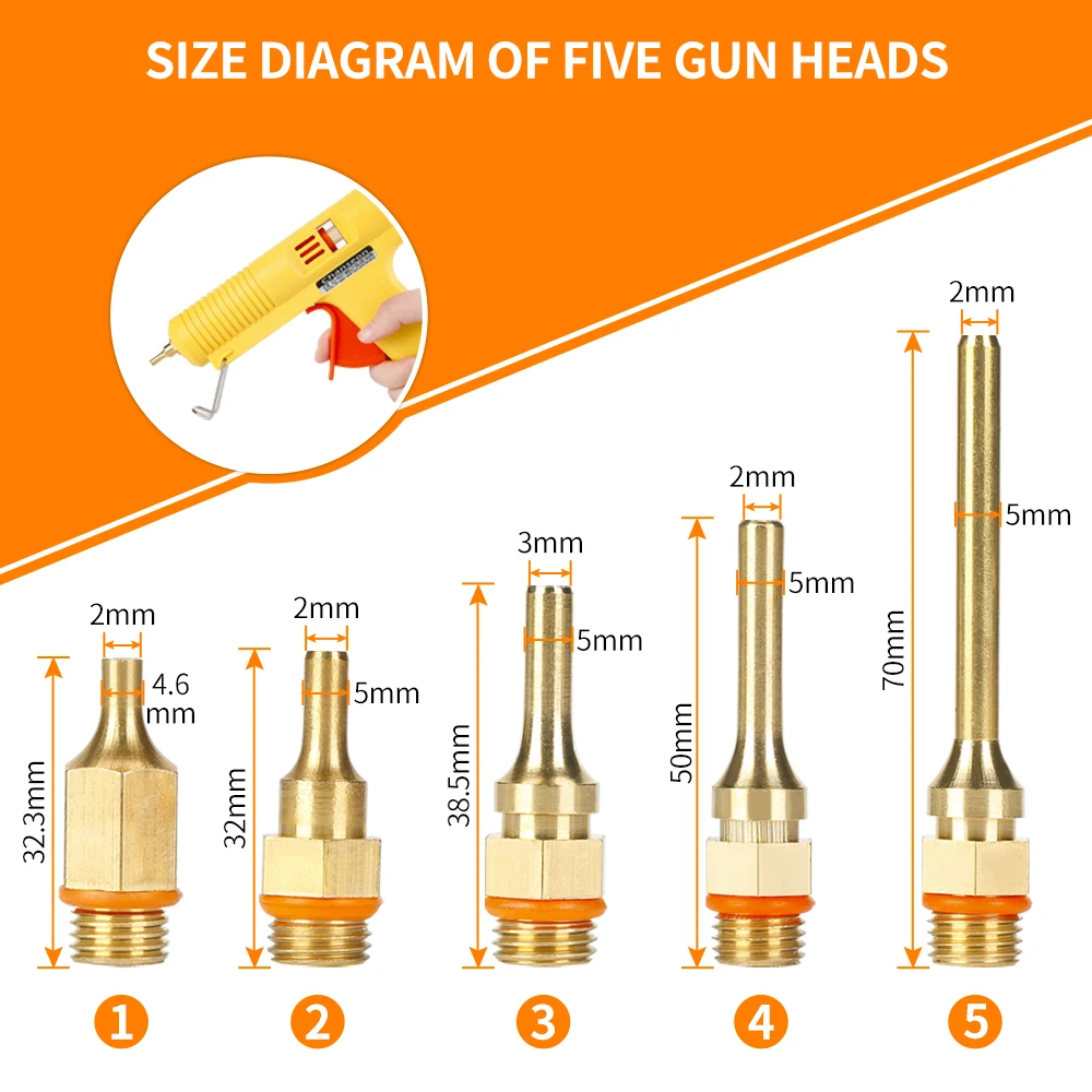 150W EU/US Plug Hot Melt Glue Gun with 10pcs 11mm*200mm  White Sticks Smart Adjustable Temperature ,5pcs Copper Nozzle