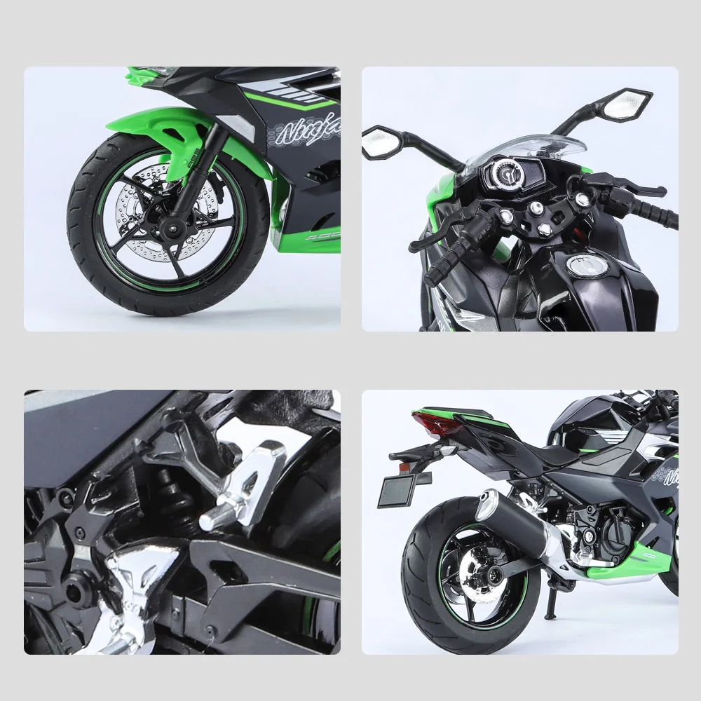 1/12 Scale Kawasaki Ninja 400 Vehicle Model Simulation Diecasts Motorcycle with Light Sound Alloy Toy for Child Birthday Gifts