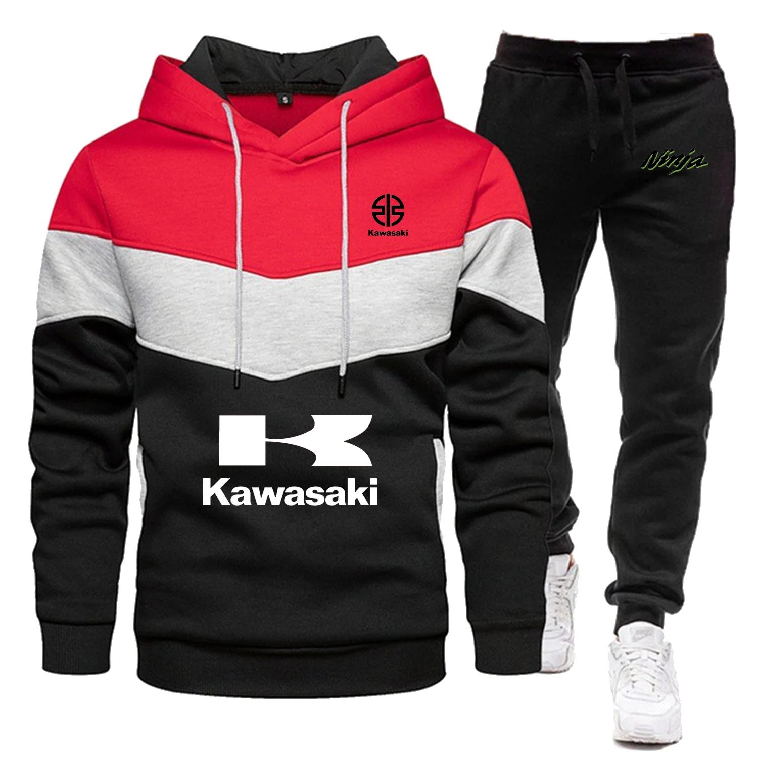 

Kawasaki Adventure Two-piece Set High-quality Workout Racing Suit Man Pants Men's Clothing Motorcycle Uniform Sweatsuit Sports
