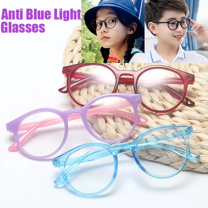 4PCS Kinder Anti-blau Licht Brillen Ultra Licht Rahmen Computer Runde Rahmen Schutz Tragbare Brillen Brille Spektakel – Detail 1