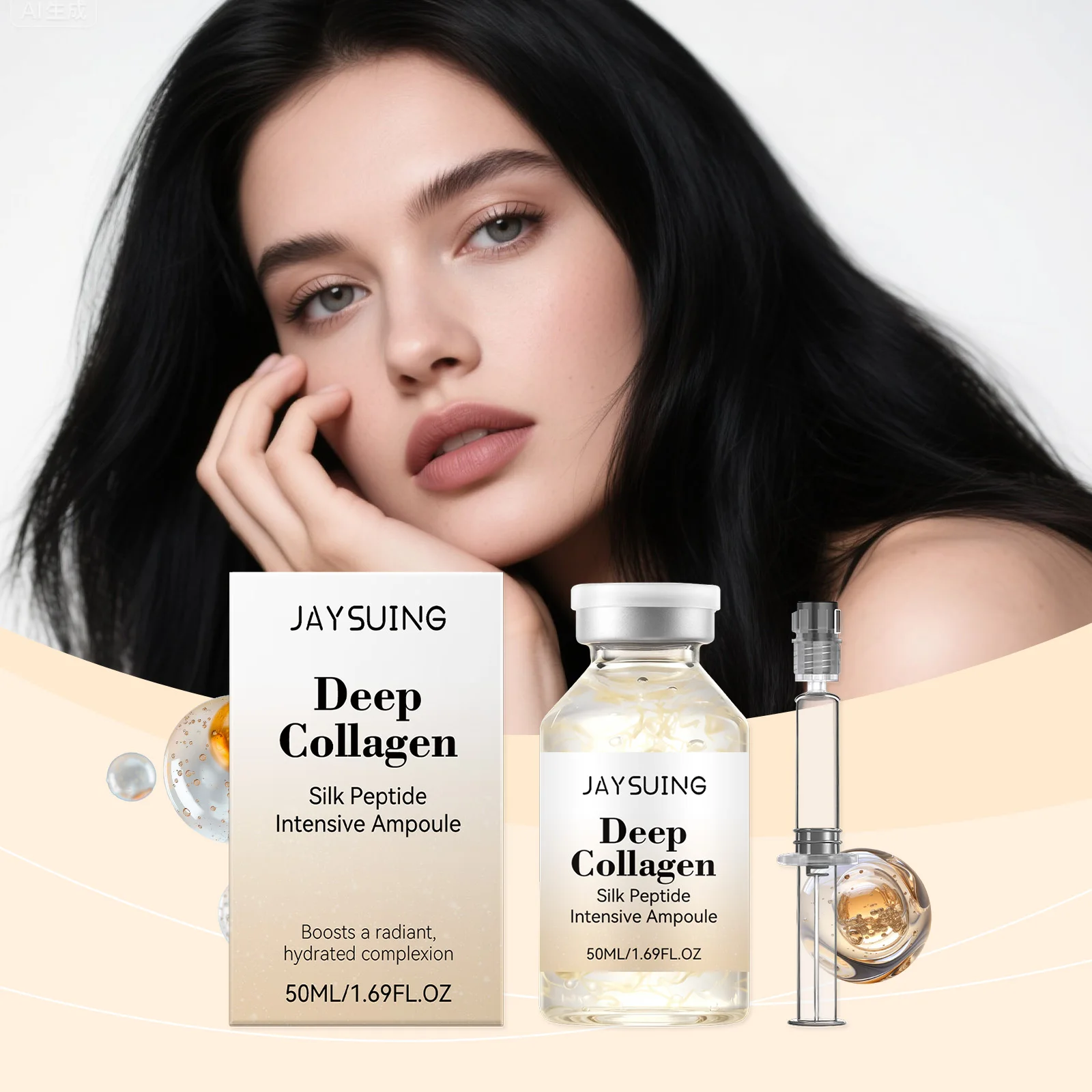 Korean Silk Collagen Essence Serum Deep Peptide Intensive Revitalizing Face Cream Anti-Wrinkle Firming Lifting Skin Care 50ml