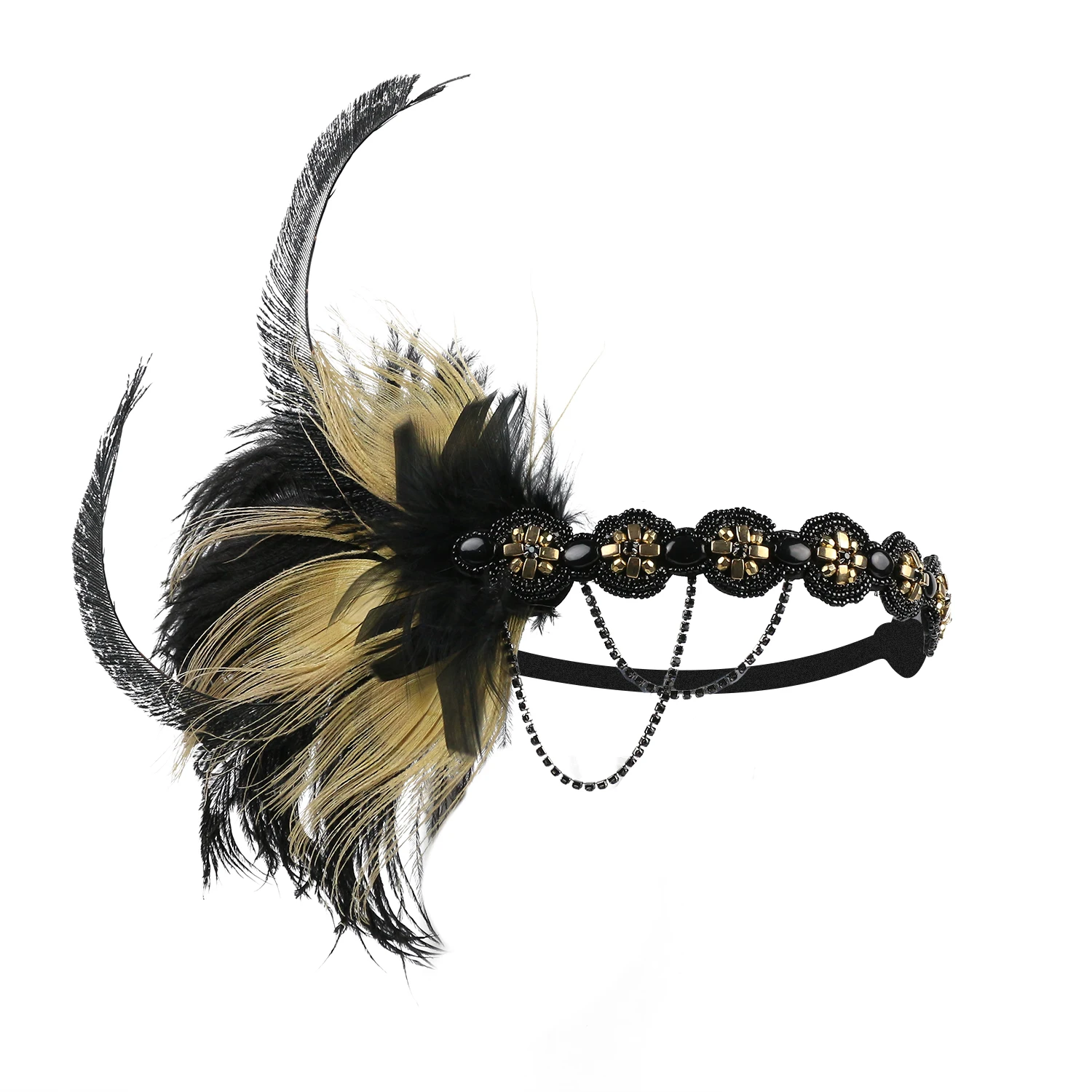 Art Deco Women 1920s Vintage Bridal Headpiece Costume Hair Accessories Flapper Great Gatsby Leaf Medallion Pearl Headband view 3