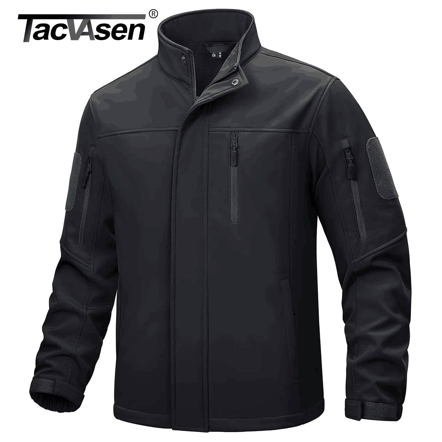 TACVASEN Full Zip Softshell Jacket Men's Waterproof Fleece Jacket Windproof Outdoor Hiking Jacket Work Coat Outwear Windbreaker