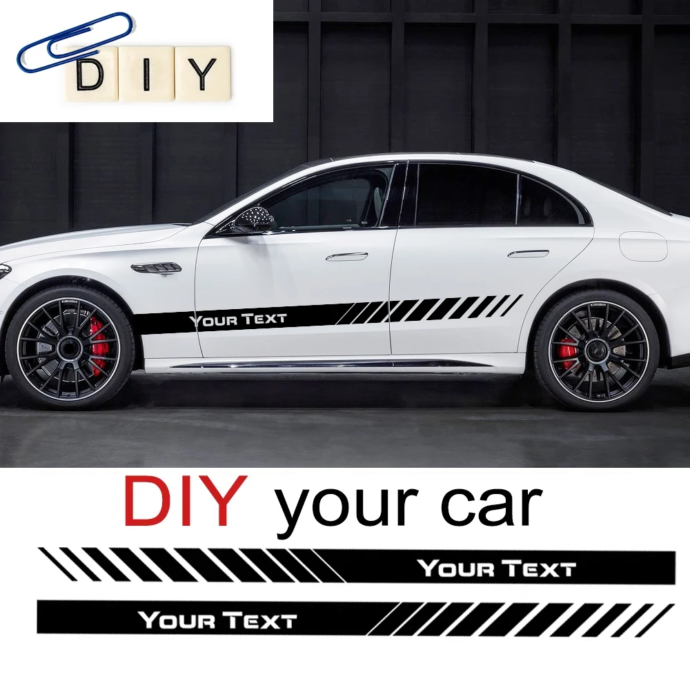 Pegatina Personalizada para Puerta Lateral de Coche con Texto, Calcomanía de Vinilo con Nombre Personalizado, Franjas Universales para Carrocería de Coche, Accesorios para Automóviles