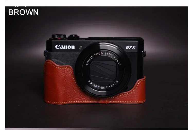 Tas penutup kamera setengah casing kulit asli buatan tangan untuk Canon G7 X Mark II G7 X Mark III