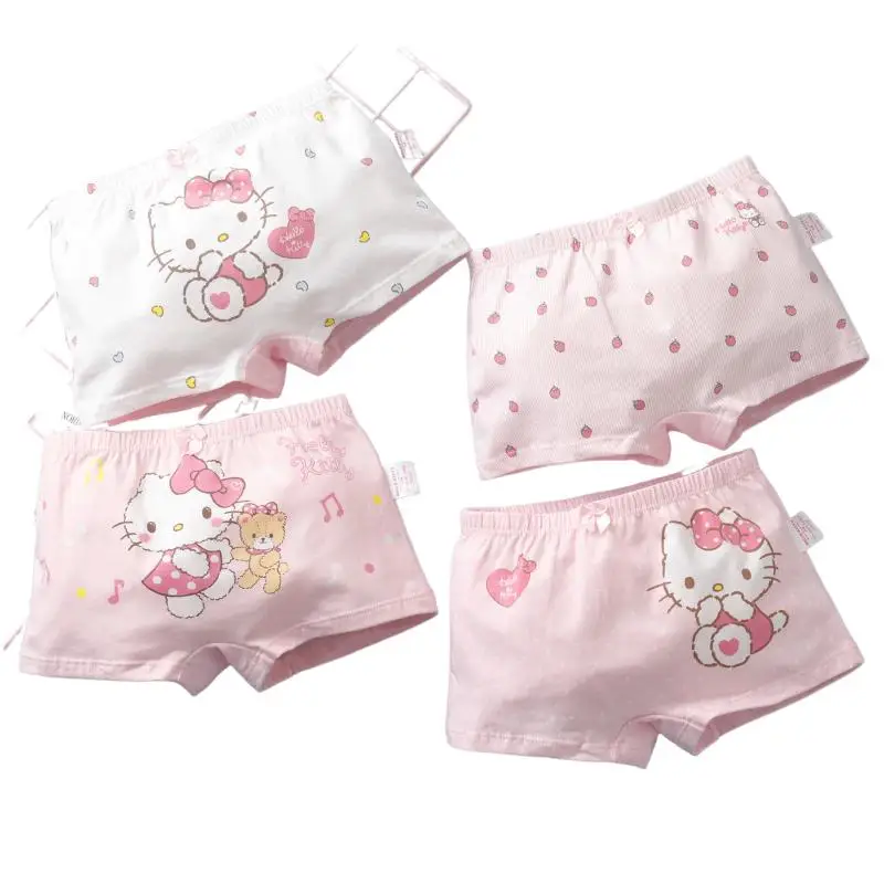 Hello Kitty Herbst Mädchen antibakterielle flache Eckunterwäsche Sanlio reine Baumwolle atmungsaktive Baby niedliche Cartoon bedruckte Unterwäsche