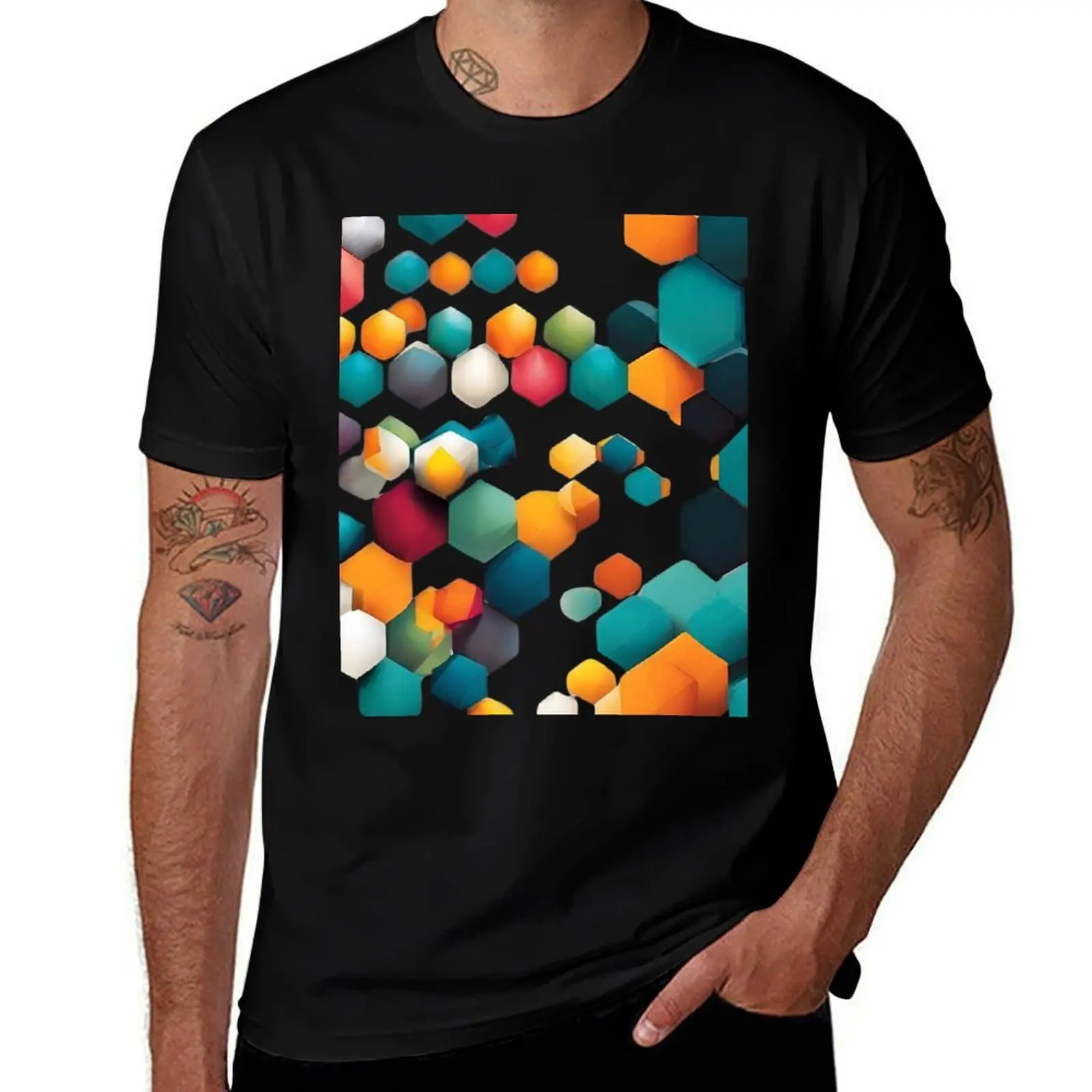 Hexagon T-Shirt Regular Fit Plain Tee Shirt T-Shirt