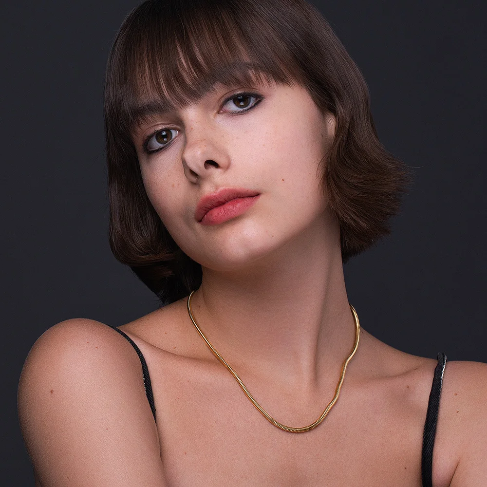 

ENFASHION Hip Hop Snake Bone Necklaces For Women Gold Color Stainless Steel Necklace Christmas Collier Fashion Jewelry P203166
