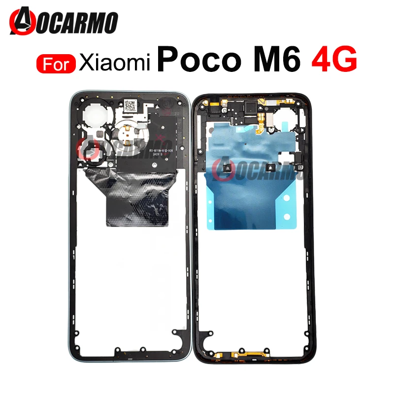 Sim Card Tray And Middle Frame With Side keys Repair Replacement Parts For Xiaomi POCO M6 4G