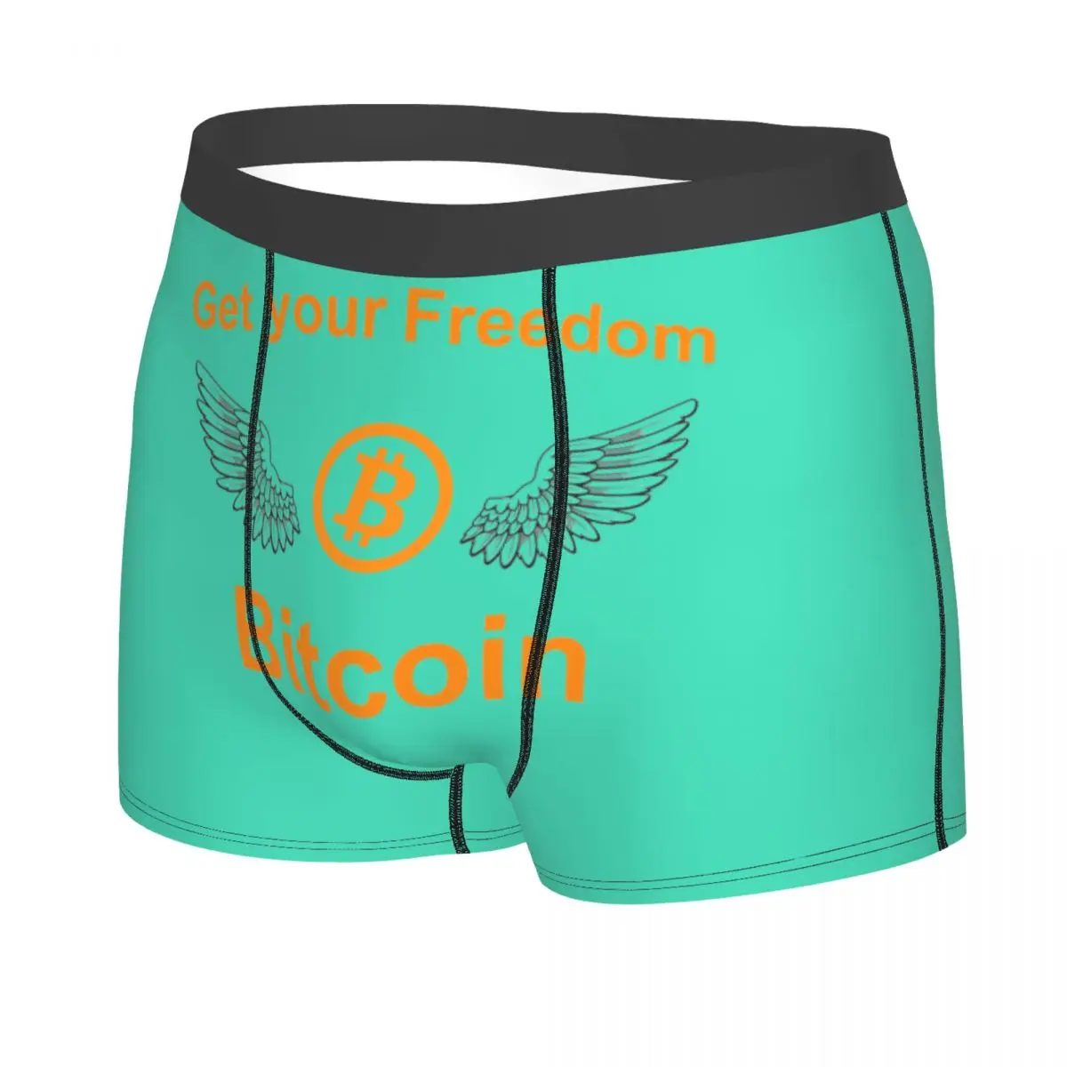 Custom Bitcoin Get Your Freedom Underwear Men Stretch BTC Crypto Coins Boxer Briefs Shorts Panties Soft Underpants For Male