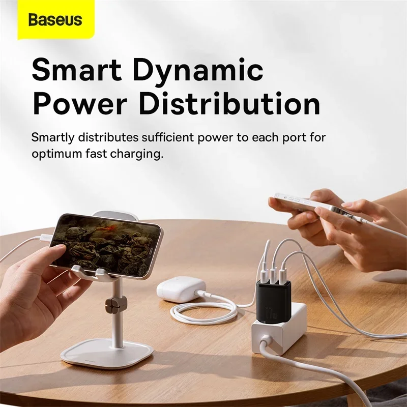 Baseus Compact Charger 3U 17W EU Charger Universal Portable 3Ports Travel Wall Adapter Portable Safe Charging for IPhone Samsung