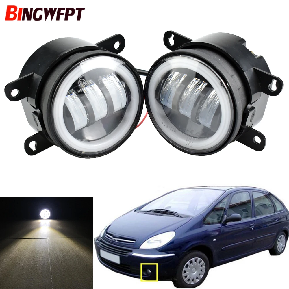 

2 X LED Fog Light with Angel Eye Car Front Fog Lamp 12V For Ford Focus Fiesta Ranger C-Max Transit Edge Fusion EcoSport Tourneo