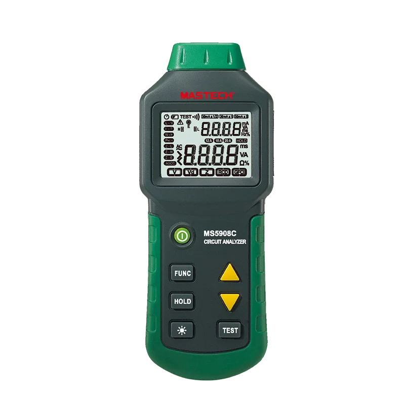 MASTECH MS5908A/MS5908C AC100-240V LCD Circuit Breaker Analyzer RCD Tester With Voltage GFCI Meter Mastech Socket Tester