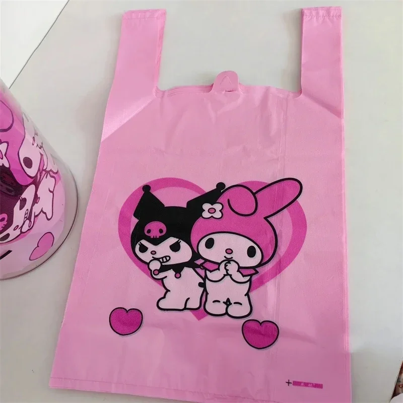 50pcs Sanrio Kawaii Kuromi Garbage Bag Cartoon Thick My Melody Portable Vest Style Packed Food Plastic Bag Cute Kitchen Supplies