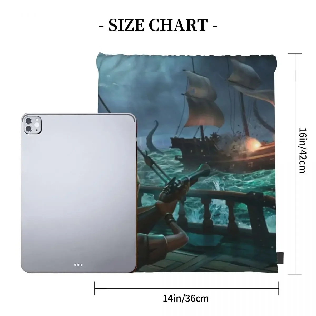 Sea Of Thieves Ship Gunfight Backpacks Drawstring Bags Drawstring Bundle Pocket Sports Bag BookBag For Man Woman Students