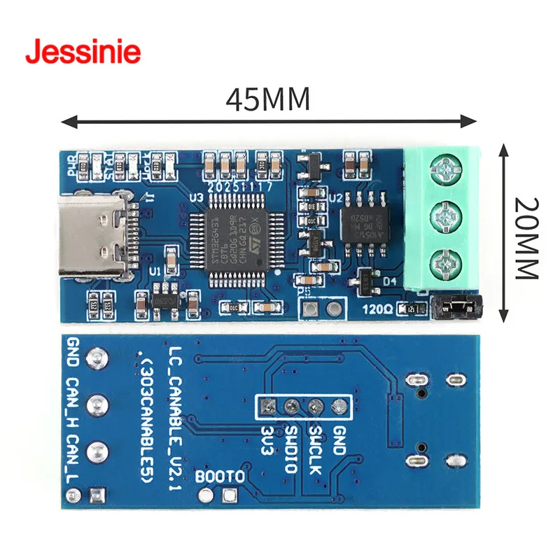 modulo-usb-para-can-suporta-can-fd-analisador-de-barramento-can-v20-microcontrolador-de-alta-performance-serie-stm32g4-tipo-c