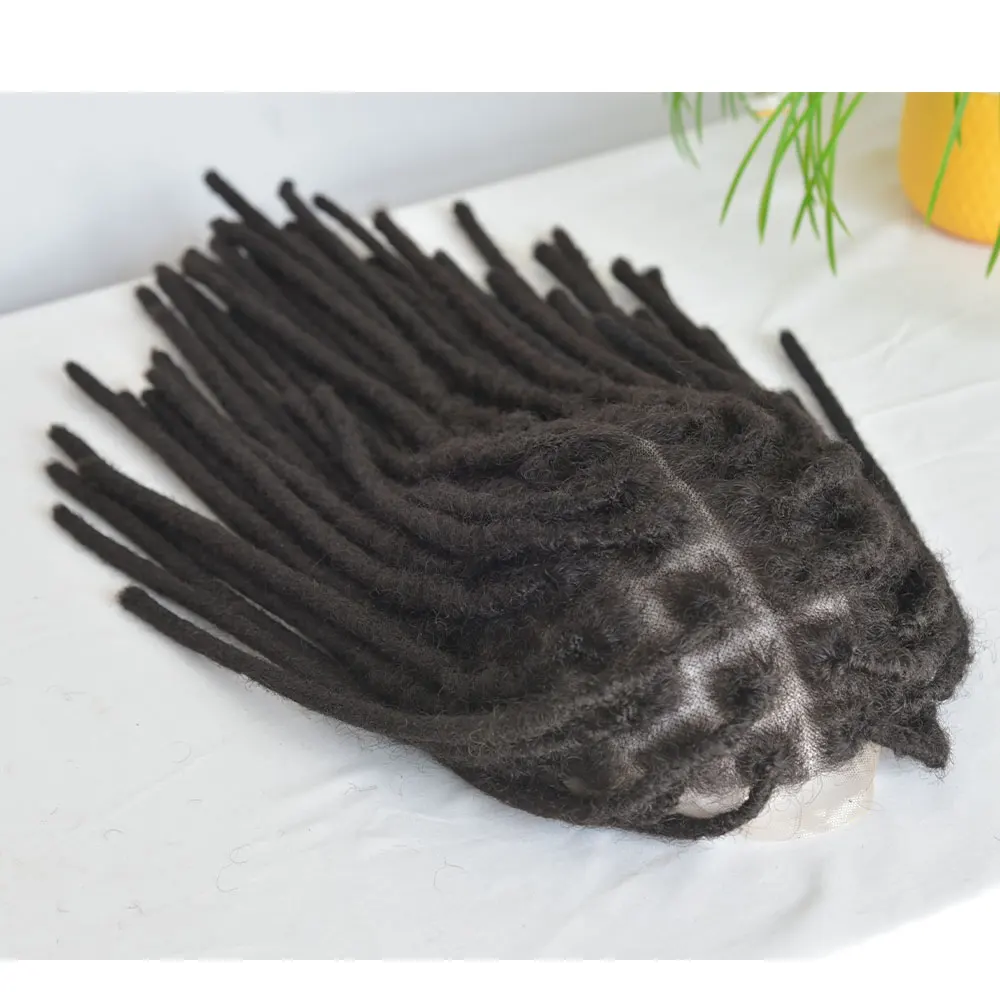 Transparent Full Lace Base Afro Dreadlock Extensions Toupee For Men and Women, 0.6cm Loc Extensions 12inch Human Hair Dreadlock